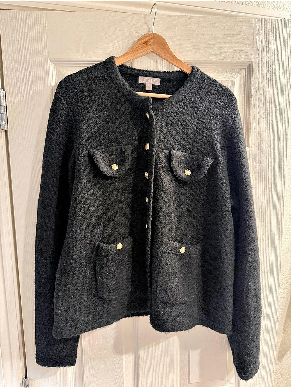 J.Crew Lady Boucle Texture Jacket Black Size Large
